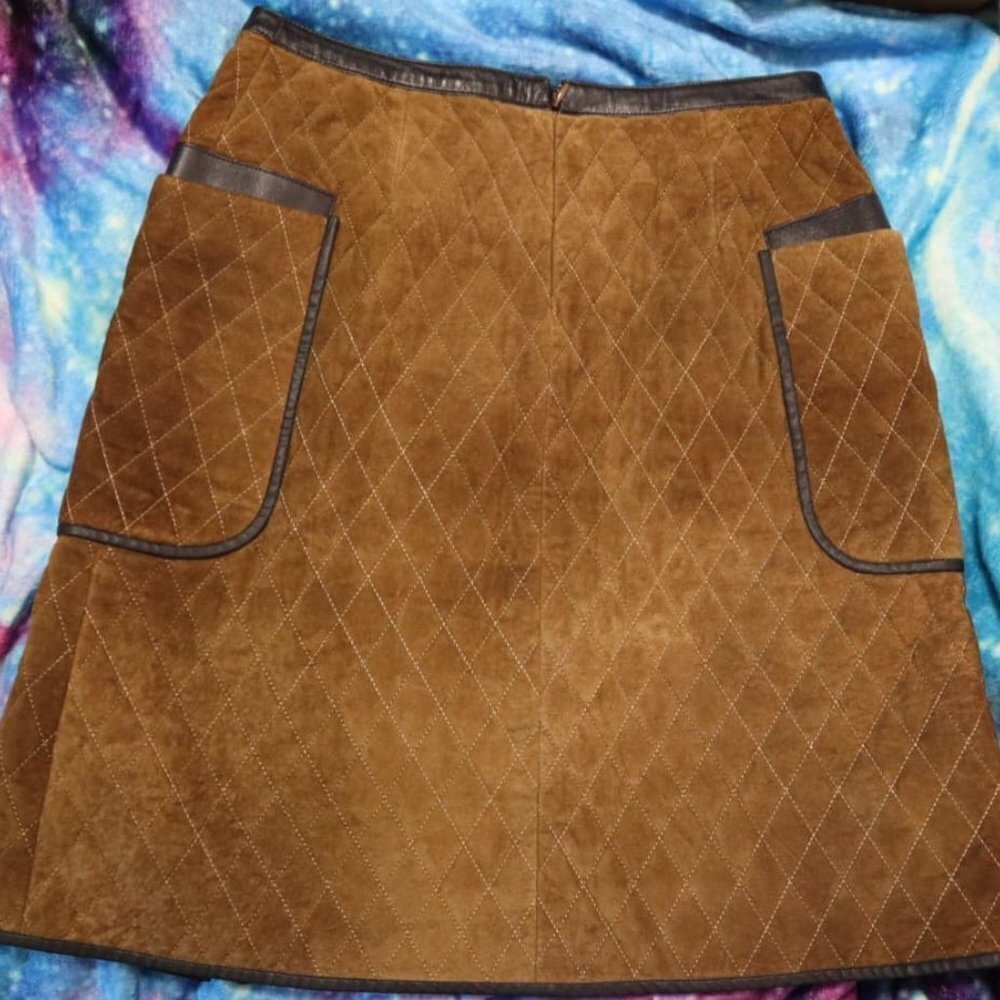 RUNWAY FW2012 Sz 4 Tommy Hilfiger Quilted Leather Skirt Two-Tone Leather Autumn - Picture 9 of 16